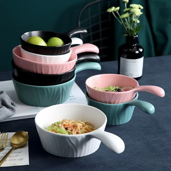

Single handle bowl creative ceramic fruit salad bowls home baking bowl girl cute noodle bowl dessert bowl home tableware