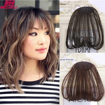 

JINKAILI 6inch Fake Bangs Clip Hairpiece Black Brown Blonde Synthetic Bangs Hair Extensions for Fashion Adult Women
