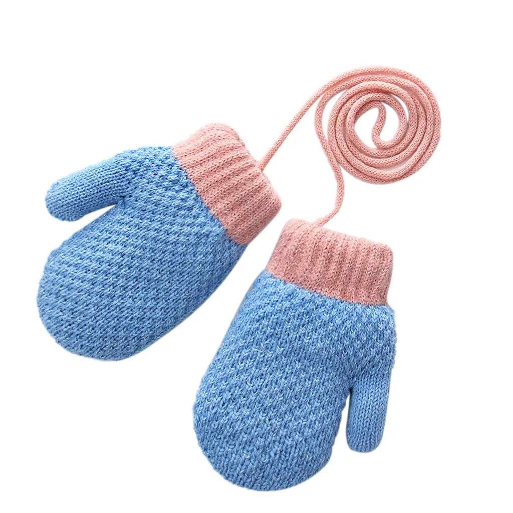 Зимние женские теплые детские перчатки, женские зимние Бархатные теплые перчатки для детей 2-4 лет, женские перчатки для вождения#11 - Цвет: Синий