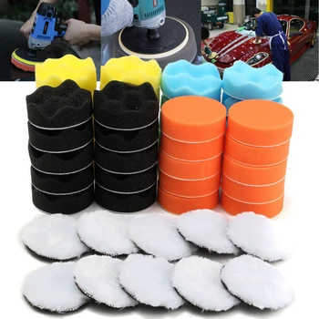 

50pcs/Set 80mm 3Inch Buffing Orange/yellow/black/blue/white Car Cleaning Polishing Waxing Sponge Pad Kit