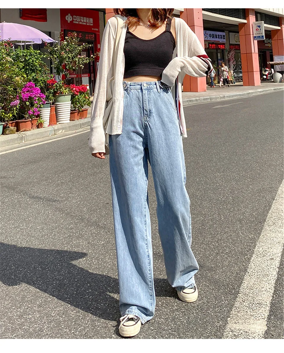 ariat jeans Woman Jeans High Waist Clothes Wide Leg Denim Clothing Blue Streetwear Vintage Quality 2020 Fashion Harajuku Straight Pants bell bottom jeans