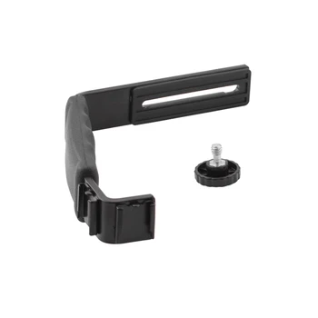 

L-Shaped Angle 2 Shoe Flash Bracket DV Tray Dual Hot Shoe L-Shaped Flash Bracket Mic Stand for DSLR Camera Camcorders DV