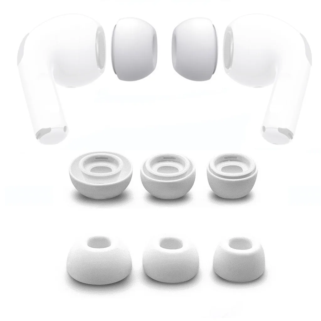 

Новые Мягкие силиконовые сменные насадки для наушников Apple Airpods Pro, белые сменные насадки для наушников размера S / M/L, 2 шт.