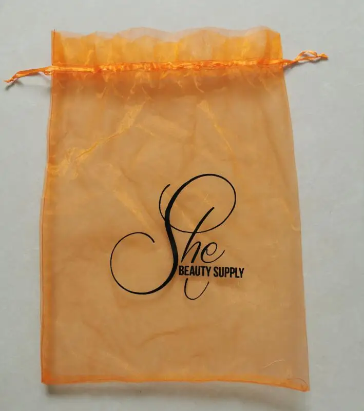 Tanio 1000 sztuk dostosuj Logo 30x40cm sznurek pomarańczowy Organza torby