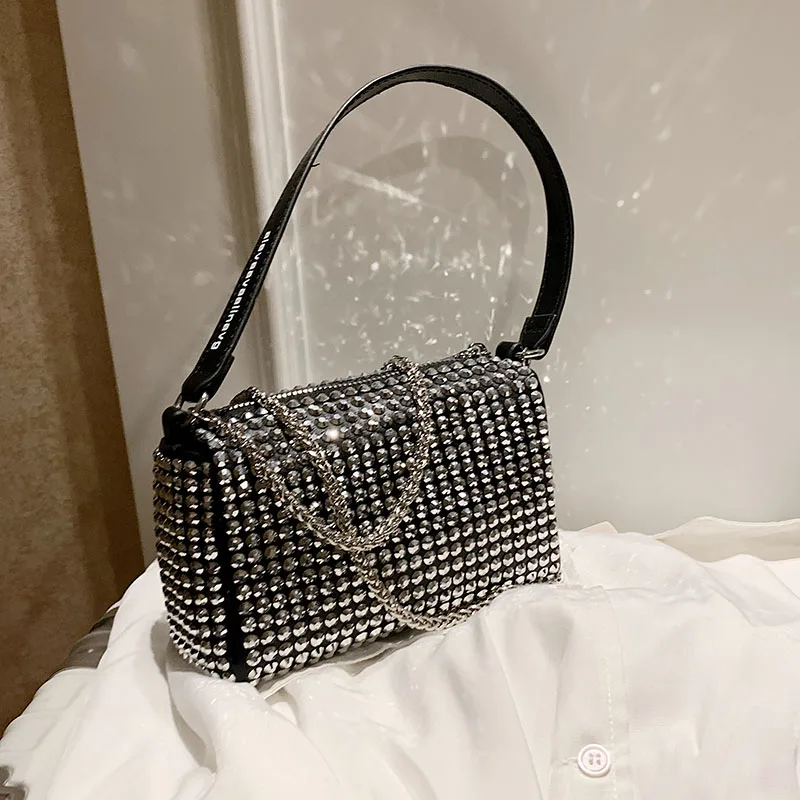 

Net Celebrity Bright Diamond Diamond All-Match Popular Chain Portable Small Bag 2020 New Women Single Shoulder Messenger Bag