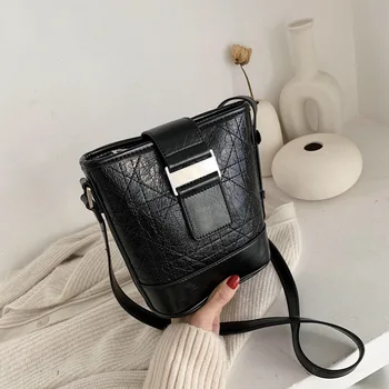

2020 New Fashion Vintage Handbags Bucket Women Shoulder Bags PU Leather Oil-wax Leather Anti-dirty Ladies Shopping Messenger Bag