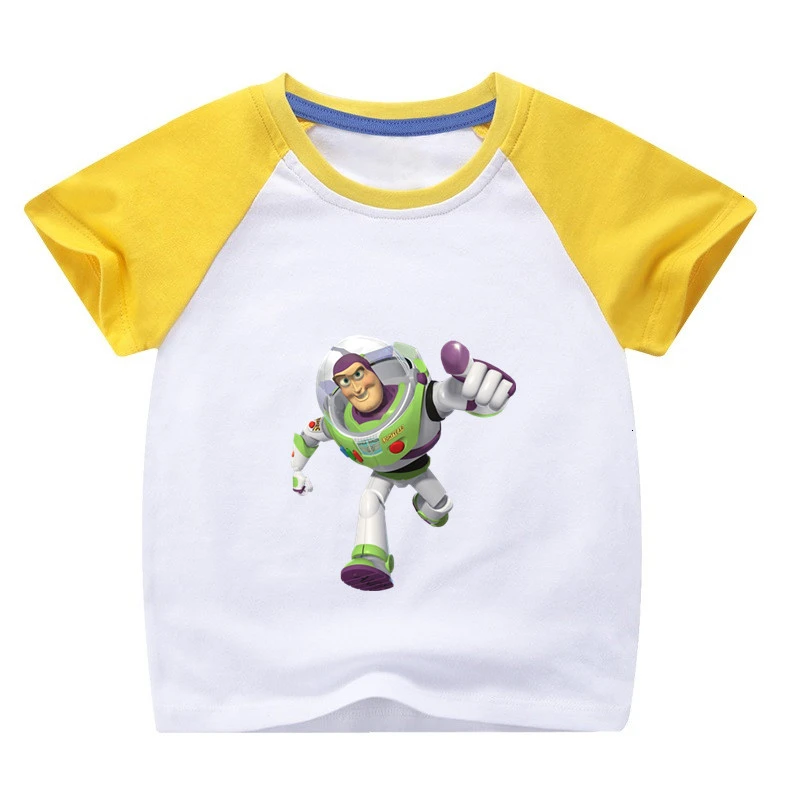 Летняя футболка для девочек Bing Buzz Lightyear, смешная комбинированная цветная футболка с круглым вырезом для детей, Детская футболка с героями мультфильмов одежда для малышей - Цвет: as picture