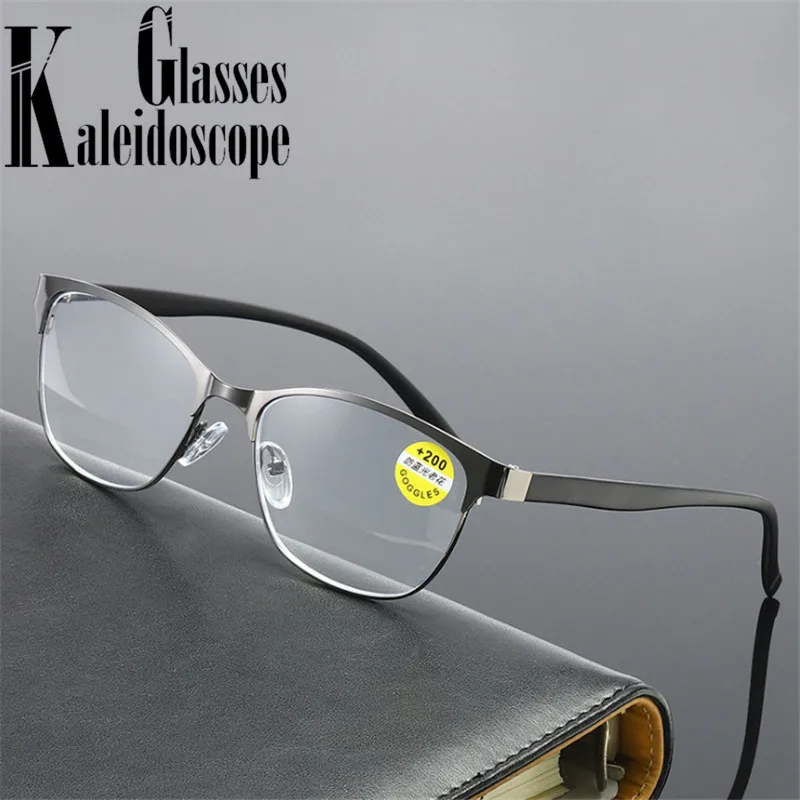 

Anti-blue light Half frame Reading Glasses Women Vintage stainless steel Cat Eye Hyperopia Glasses Presbyopic Eyeglasses +1.5 2