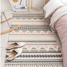 Хлопок и лен ковер Бохо коврик для дома Спальня пол прикроватный коврик с кисточками одеяло THIN889