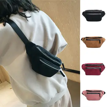 

2020 Hot Vintage Womens Waist Bag Fashion Ployster Solid Color Zipper Fanny Pack Belt Bag Travel Purse Hip Bum Bag Chest Pouch