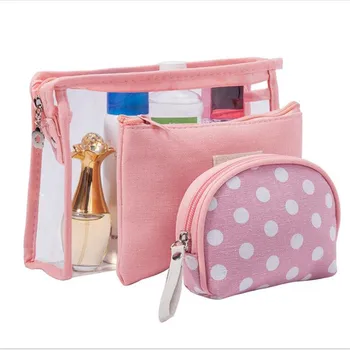 

Useful Transparent Cosmetic Bag Women Waterproof Travel Portable Make Up Bag Dot Printed Travel Toiletry Portable Wash Kit Bag