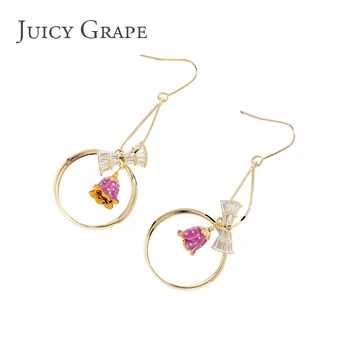 

Juicy Grape 2020 new fashion bow flowers long earrings women hand painted enamel glaze earrings