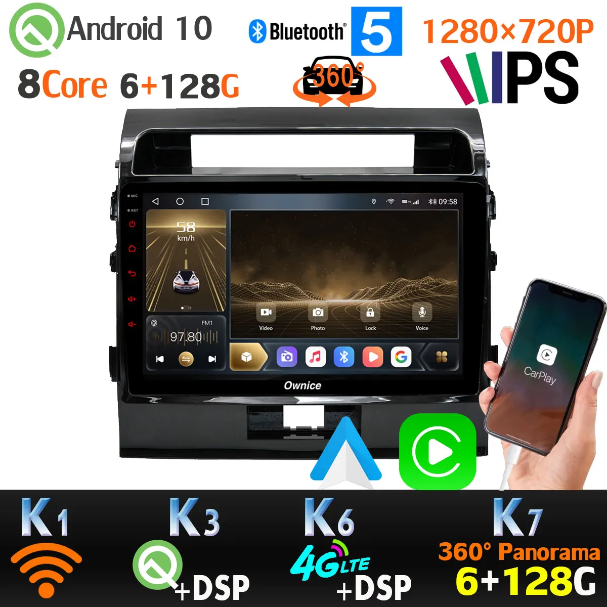 1280*720P Android 10 6G + 128G автомобильный проигрыватель с радио и GPS для Toyota Land Cruiser LC200 200 4