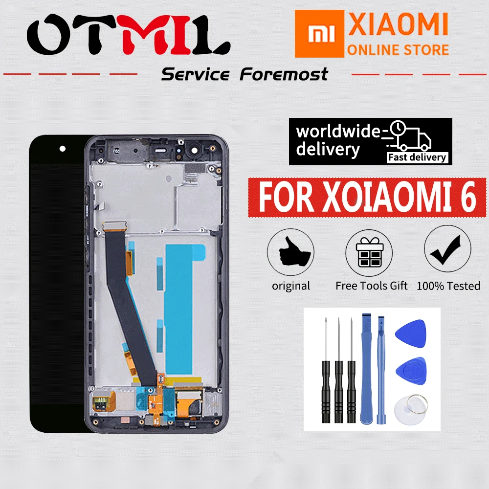 

With Fingerprint Sensor Original 5.15" LCD For XIAOMI Mi6 LCD Display Touch Screen Frame Replacement For Xiaomi Mi 6 LCD Display