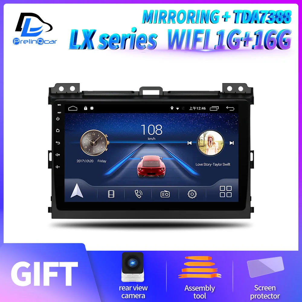 Prelingcar для Toyota LAND CRUISER Prado 120 2003-2009 android автомобильный gps радио мультимедиа no 2 din android видео плеер Navigatio - Цвет: LX 1G16G An6.0