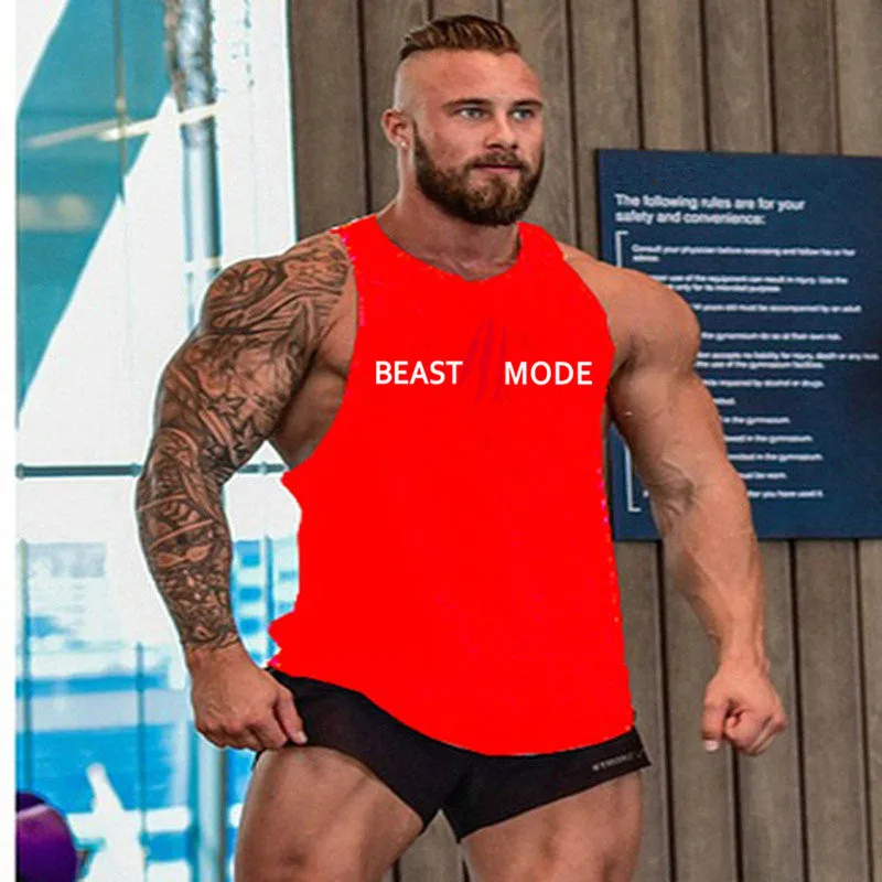 Gym deltoid брендовая одежда Beast Mode, майка для бодибилдинга, мужская майка для фитнеса, рубашка без рукавов, однотонная хлопковая майка