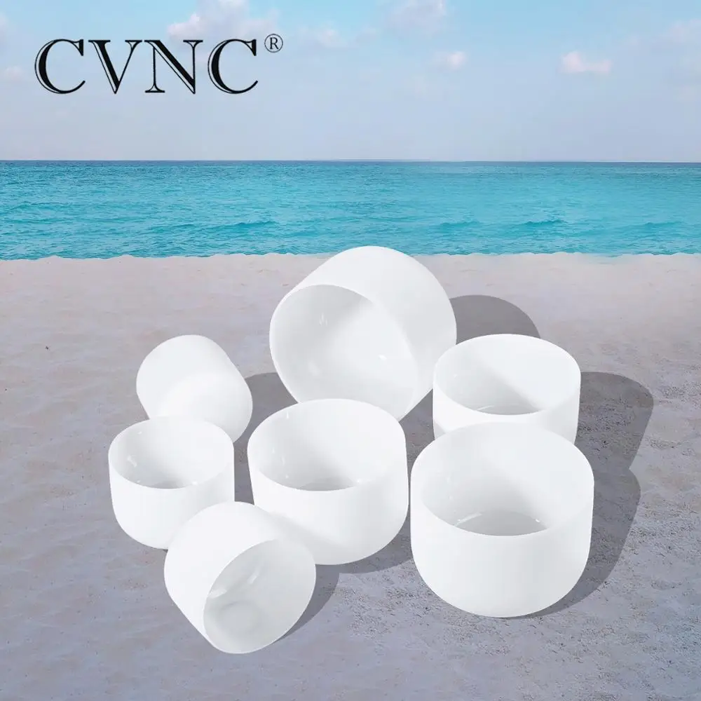 CVNC высокой чистоты 440 Гц или 432 Гц чакра настроенный набор 7 шт. 8 "-16" матовый кварцевый кристалл поющие чаши