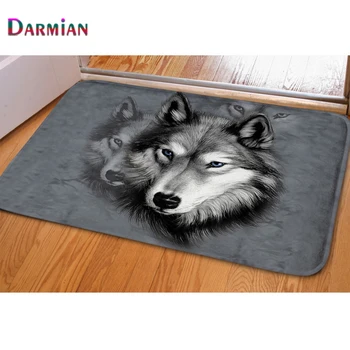 

Funny Front Entrance Door Carpet 3D Animals Wolf Dog Husky Floor Carpets for Living Room Bedroom Non-Slip Kitchen Mats