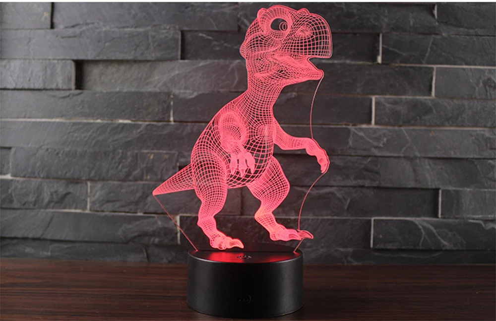 3D ночник светодиодный пульт дистанционного управления цветной динозавр USB зарядка маленький цветной сенсорный креативный подарок Детская прикроватная лампа