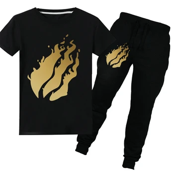 

Summer children's cartoon Prestonplayz Thank You NHS boys girls cotton short-sleeved T-shirt + trousers suit kids clothing