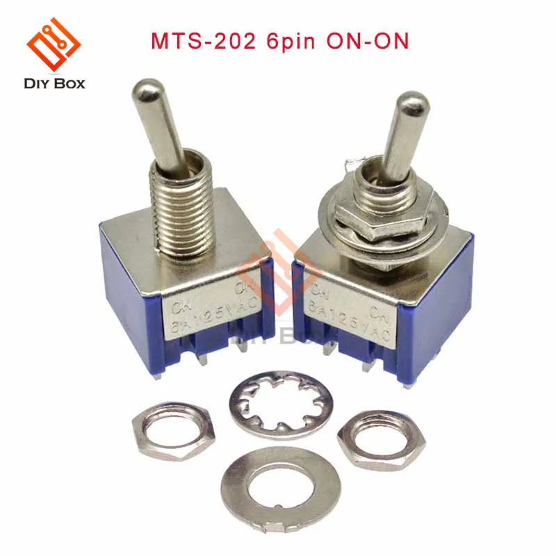MTS-102/103/202/203/302/303/402/403/123/223 тумблер 3Pin 6Pin 9Pin 12Pin 6 мм промышленного алюминиевого профиля миниатюрный переключатель модуль коммутатора - Цвет: MTS-202 6pin