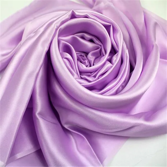 Шелковая атласная ткань 16momme 114 см 44 дюйма сплошной цвет тутового натурального чистого материала шелк Шармез ткань для женского платья - Цвет: 1 light purple