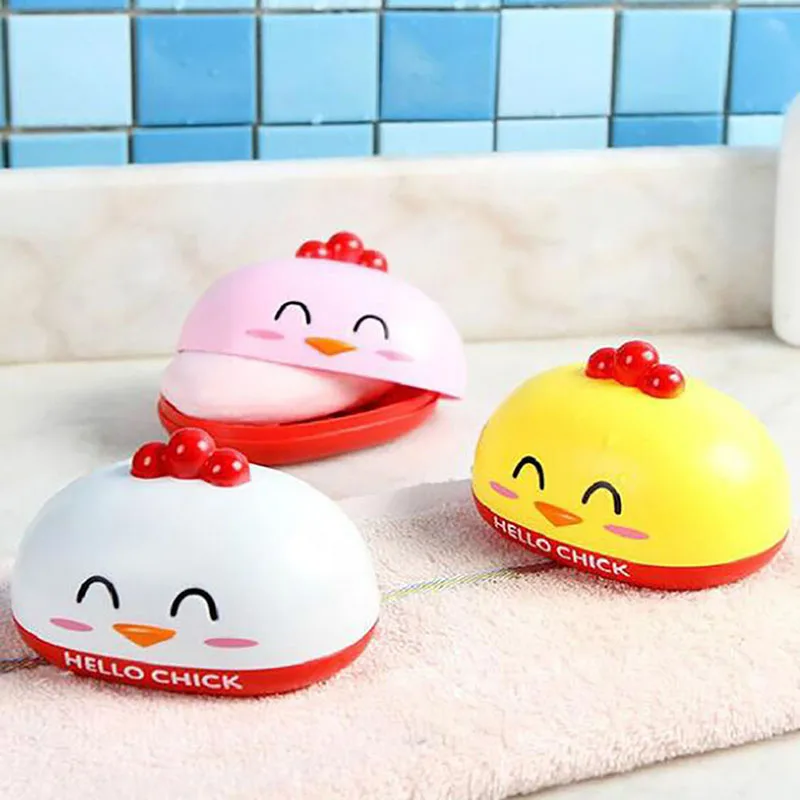 Soap Box Tray Double Decker Soap Box Bathroom Sealed Waterproof And dust-proof SoapPlastic Cartoon Cute Chicken