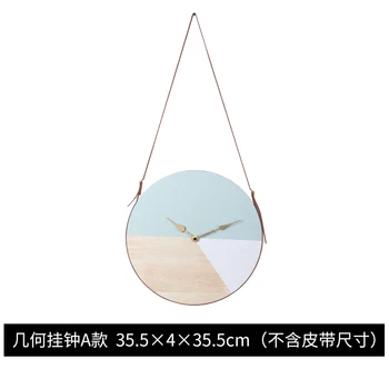 

Modern Nordic Wall Clock Art Minimalism Wooden Novelty Geometry Wall Clock Silent Round Orologio Da Parete Living Room DE50WC