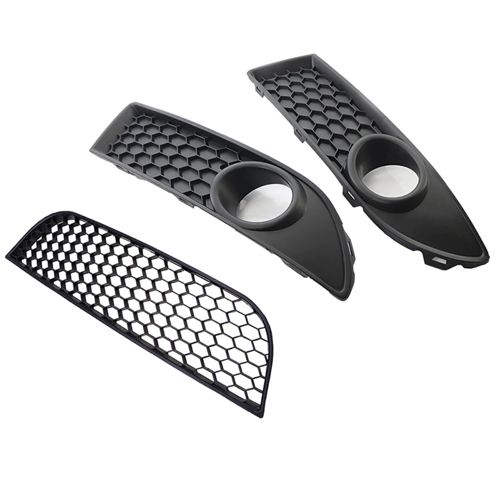 1 Pair Car Front Bumper Lower Fog Light Vent Grille Grill Cover Fit for VW POLO-GTI 2006 2007 2008 2009 MK4 9N3 ABS Black weathertech bug deflector