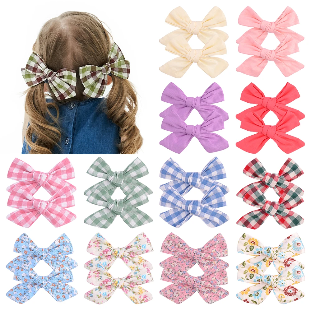 2 шт./лот 5 дюймовый бант из хлопковой ткани с клипсой Детские эксклюзивные