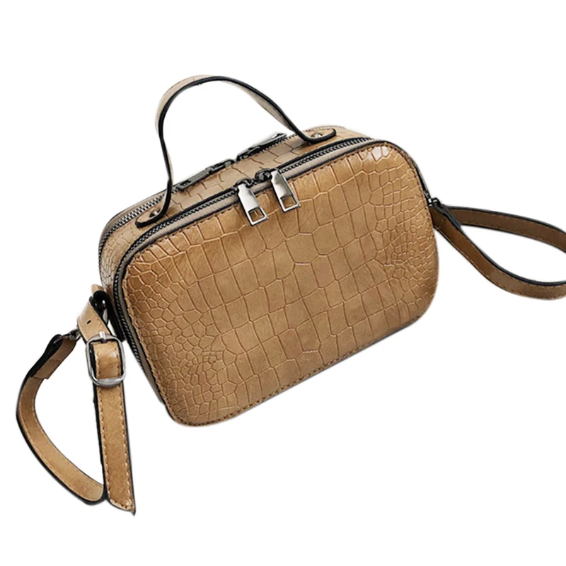 

Stone Pattern Crossbody Bags For Women Fashion Small Solid Colors Shoulder Bag Female Handbags And Purses With Handle Khaki