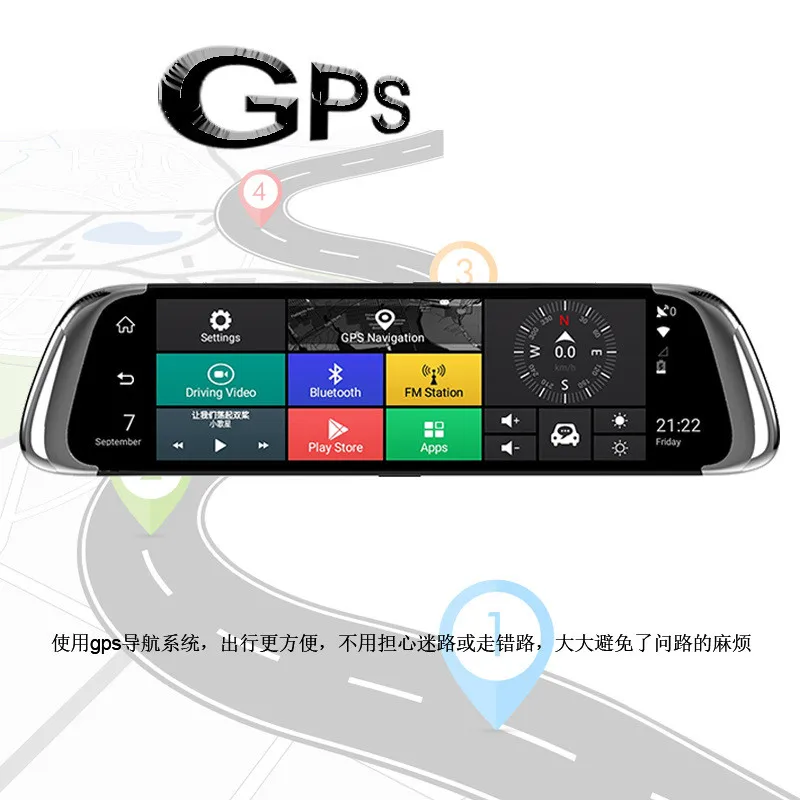 Авто Gps 4G, Wi-Fi, 10 дюймов полный Экран для приставки Android Smart вождения Регистраторы Hd DVR спереди и сзади записывающая машина Автомобильная камера в зеркале машины