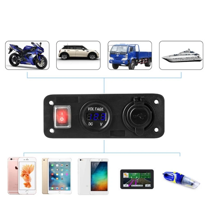 OOTDTY 4.2A двойной USB зарядное устройство светодиодный вольтметр с переключателем адаптер панель для автомобиля Лодка Грузовик