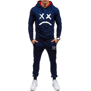 

2019 Men Fashion Long Sleeve Hoodies+Pants Set Male Tracksuit Sport Suit Men's Gyms Set Casual Sportswear Suit