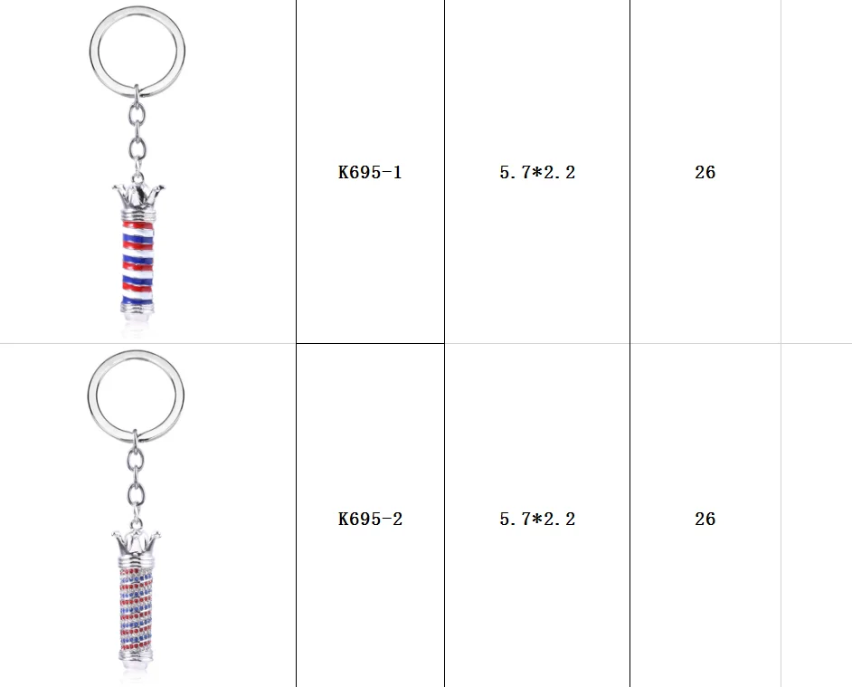 Mode Kristall Barber Shop Drehen Licht 3D Keychain Crown Friseur Logo Metall Anhänger Schlüsselring Männer Schlüssel Tasche Zubehör Geschenk – Detail 1