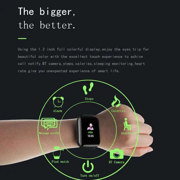 D13 спортивные Смарт-часы для мужчин и женщин 116 плюс Смарт-часы водонепроницаемые фитнес-трекер часы кровяное давление сердечный ритм для Android IOS