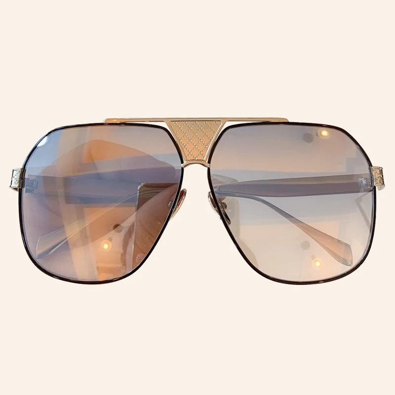 No.1 Sunglasses Квадратные Солнцезащитные очки больших размеров, мужские винтажные брендовые дизайнерские солнцезащитные очки с металлической оправой, высокое качество, UV400 - Цвет линз: No.1 Sunglasses