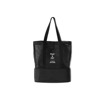 

Large Capacity Women's Lunch Bag Nylon Mesh 2 Compartments Insulated Lunch Bag Portable Shoulder Cooler Bag