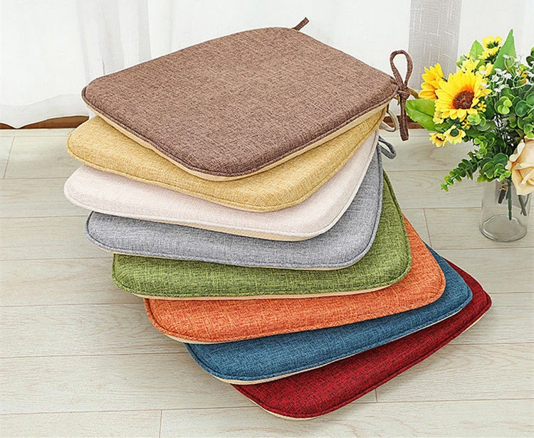 8 Color Linen Four Seasons Universal Dining Chair Cushion Chinese Thicken Non-slip Horseshoe Shape Pad Home Restaurant Chair Mat