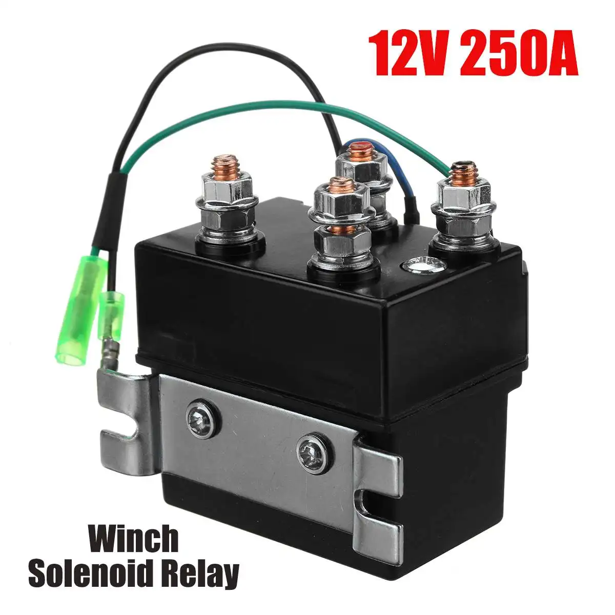 12V 250A Winch Solenoid Relay Contactor ISSYZONE Off-road Winch Rocker Thumb Switch with 6 Protecting caps for ATV UTV 2000-5000lbs Winch 