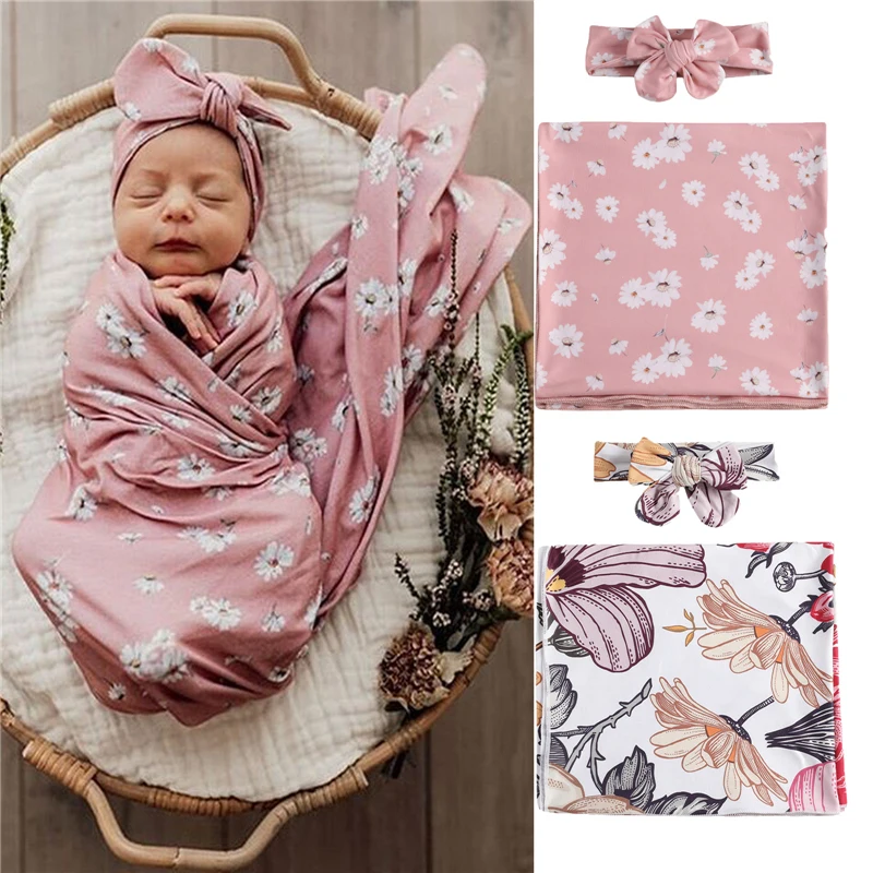 Wallarenear 0-6M Infant Cute Baby Girl Sleepwear Clopthing Sleeveless Floral Printed Clothing Headband 2Pcs Outfit