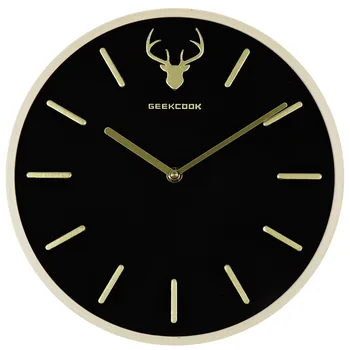 

Deer Black Simple Nordic Wall Clock Wood Creative Bedroom Living Room Wall Clock Modern Design Zegar Scienny Home Decor BW50WC