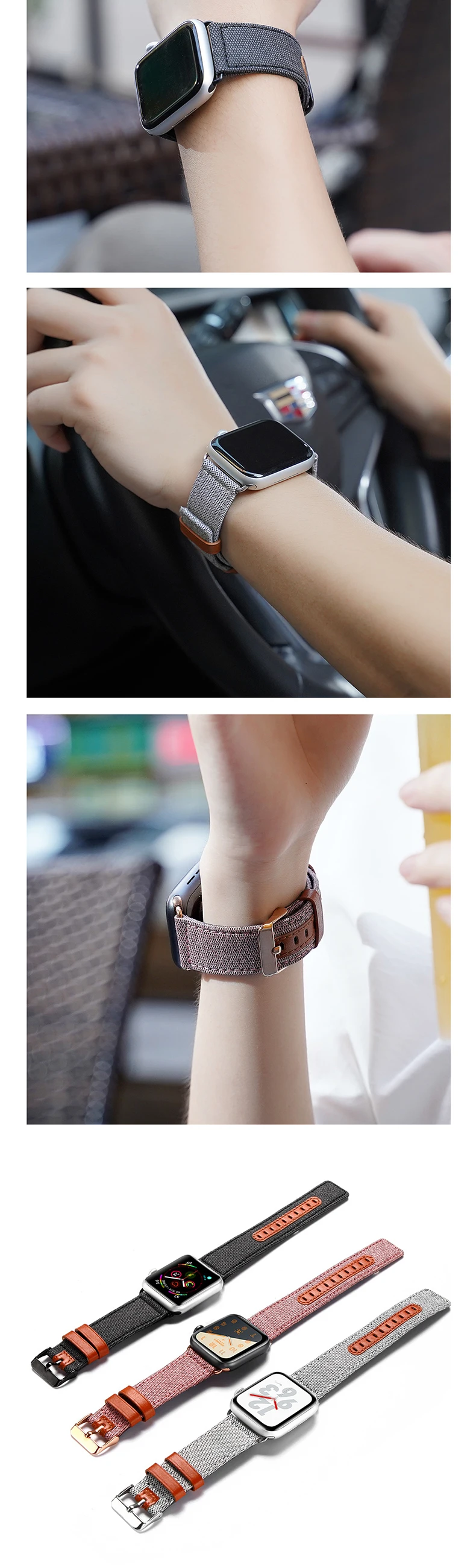 Новинка, ремешок для часов pple, ремешок для iwatch4, PU ткань, двойное кольцо, повседневный ремешок для pple, 44 мм, 42 мм, 40 мм, 38 мм