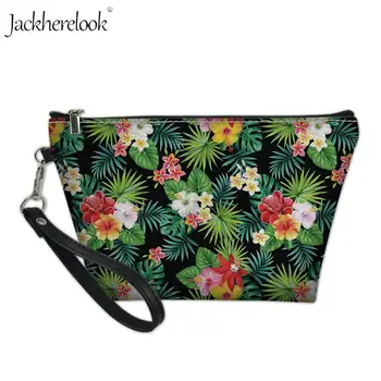 

Jackherelook Hawaiian Hibiscus Print Cosmetic Bag Tropical Flower Plant Make Up Pouch Female Travel Necessarie Case for Toiletry