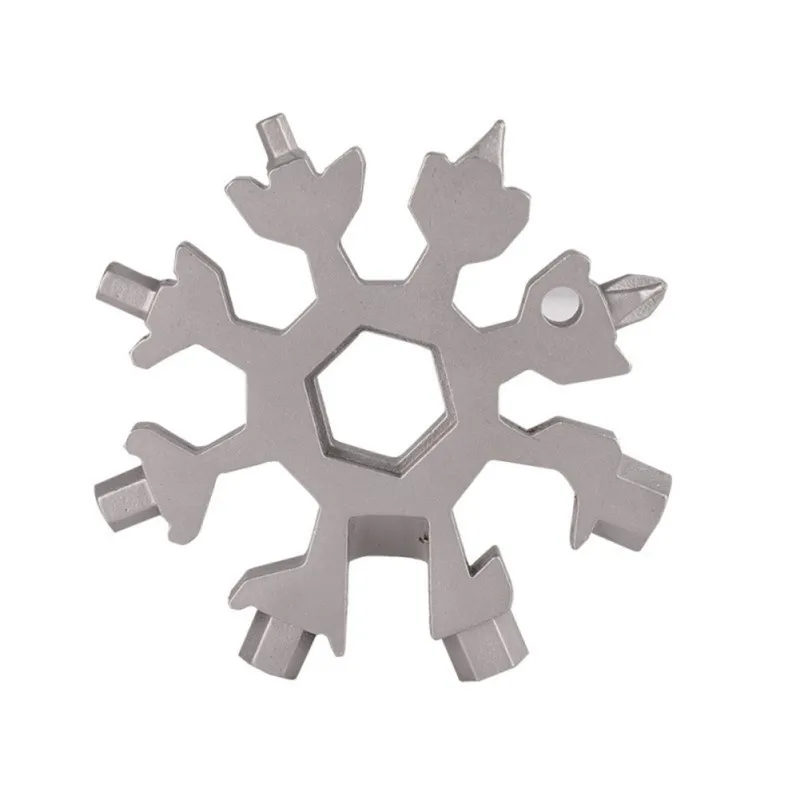 

2020 New 18 In 1 Multi-Tool Stainless Steel Snow Shape Flat Cross Head Screwdriver Allen Key Spanner Key Chain Tool For Backpack
