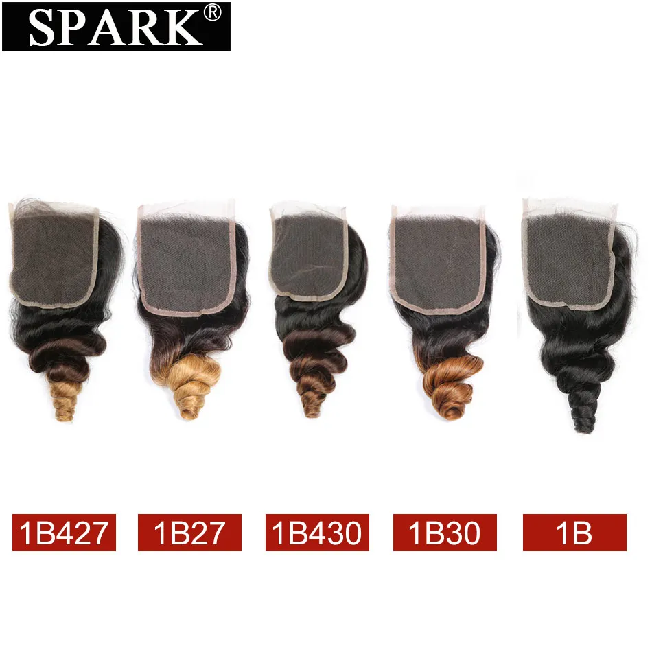 Волосы Remy для наращивания волнистые 4x4 кружевные 8 22 дюйма 1B/30 & 1B/27 цветов пряди