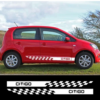 

2PCS Car Vinyl Styling Side Stripes for Skoda CITIGO Skirt Sticker DIY Auto Decals Wraps Body Graphics Tuning Car Accessories