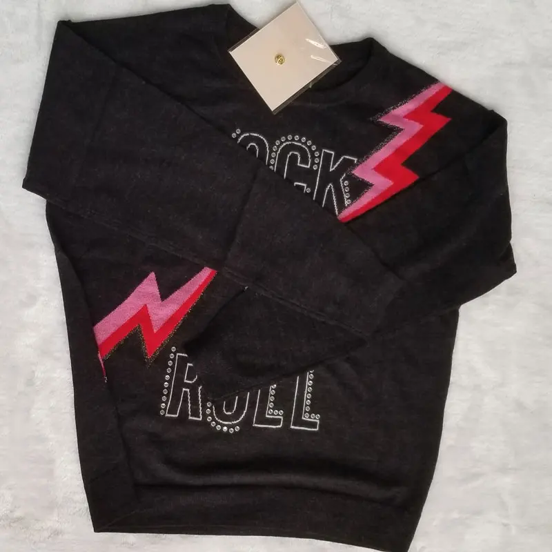 Women Sweater Knitwear Shiny Letters Beaded Diamonds Lightning Classic High-end Wool Rock Girl | Женская одежда