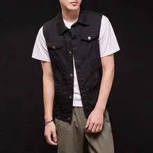 Стиль онлайн знаменитостей Deft жилет корейский стиль Slim Fit Мужская одежда отложной воротник кардиган джинсовый жилет Мужское пальто