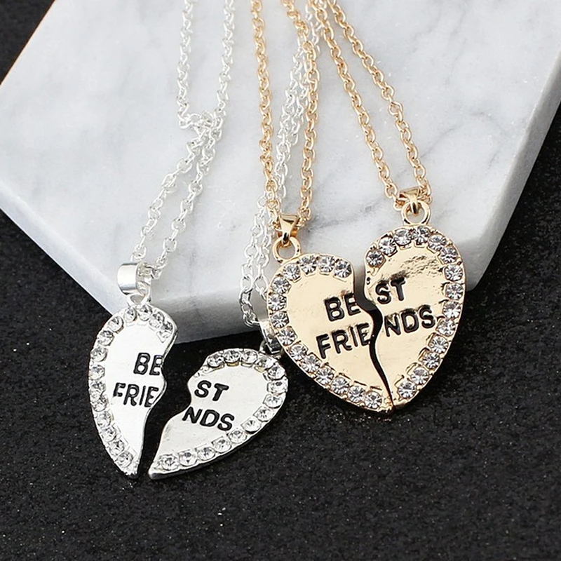 regalos para mujeres originales collar hombre collares para mujer Mejores amigos 2 partes encantador empalme Corazón Roto regalo pareja collar 1 par medio corazón colgante de diamantes de imitación|Collares colgantes| - AliExpress